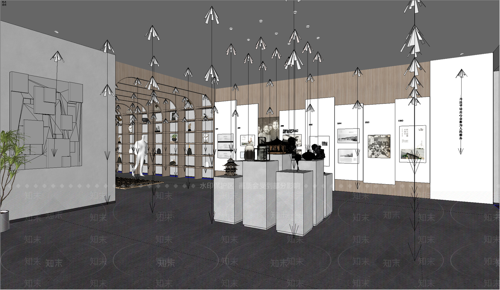 新中式文化展厅SU模型下载【ID:1150806074】