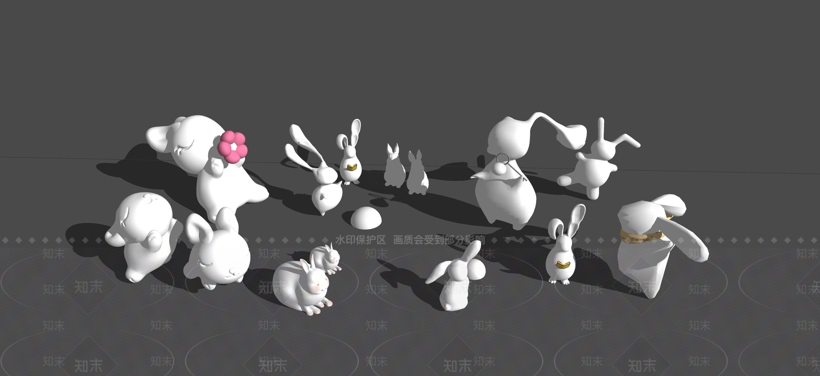 现代兔子雕塑小品SU模型下载【ID:1150807697】