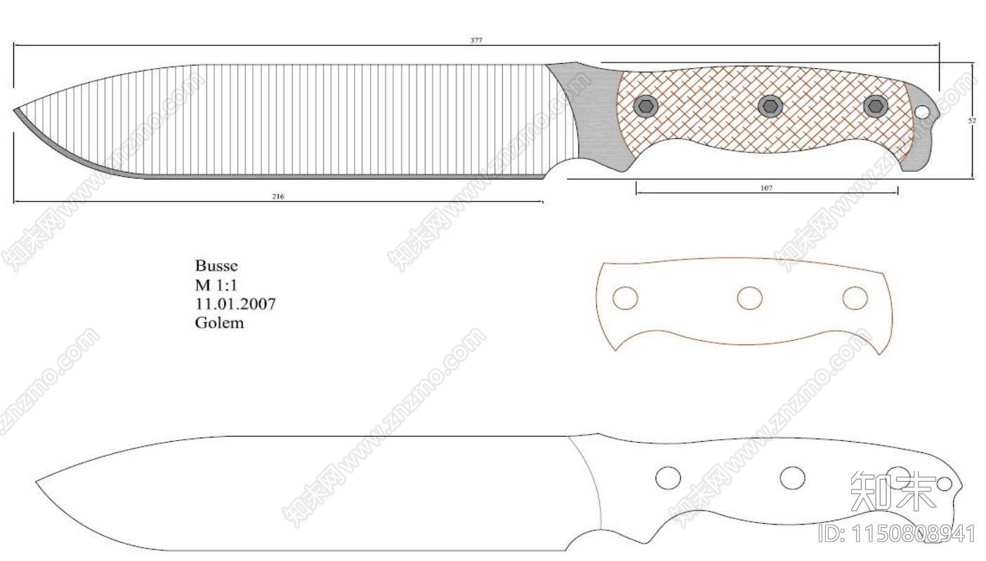 刀具素材图纸施工图下载【ID:1150808941】
