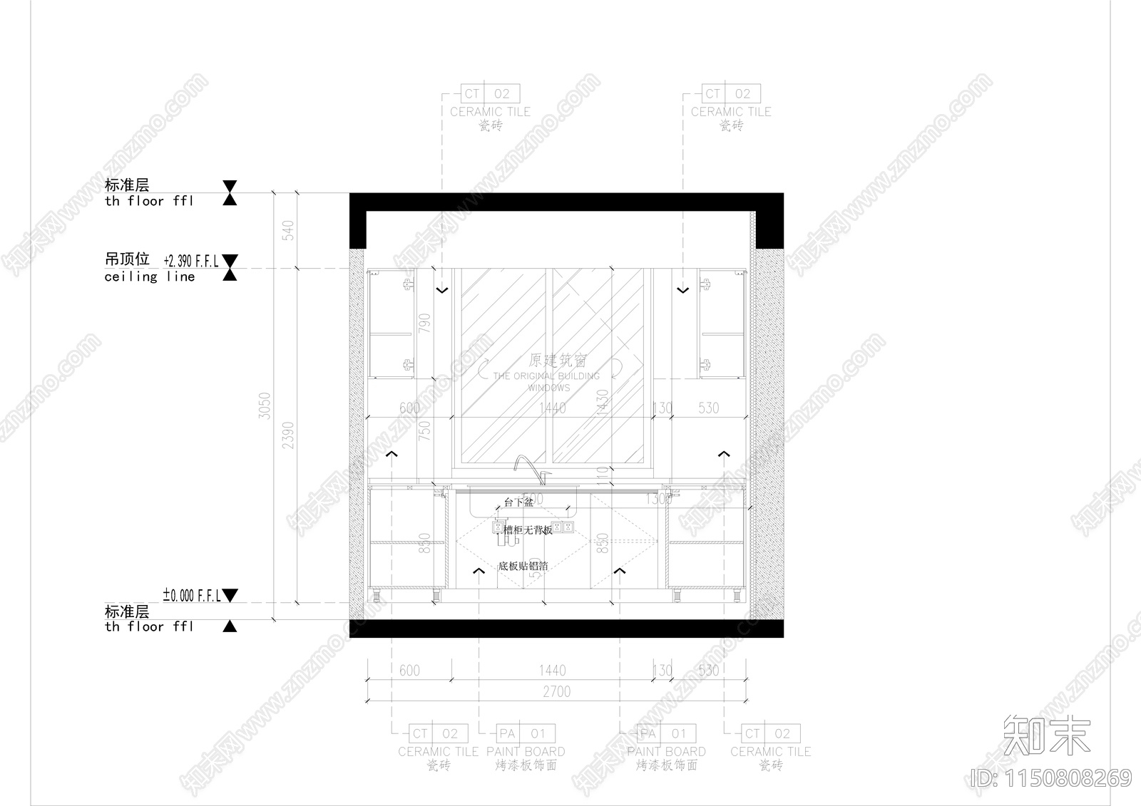 家居厨房cad施工图下载【ID:1150808269】