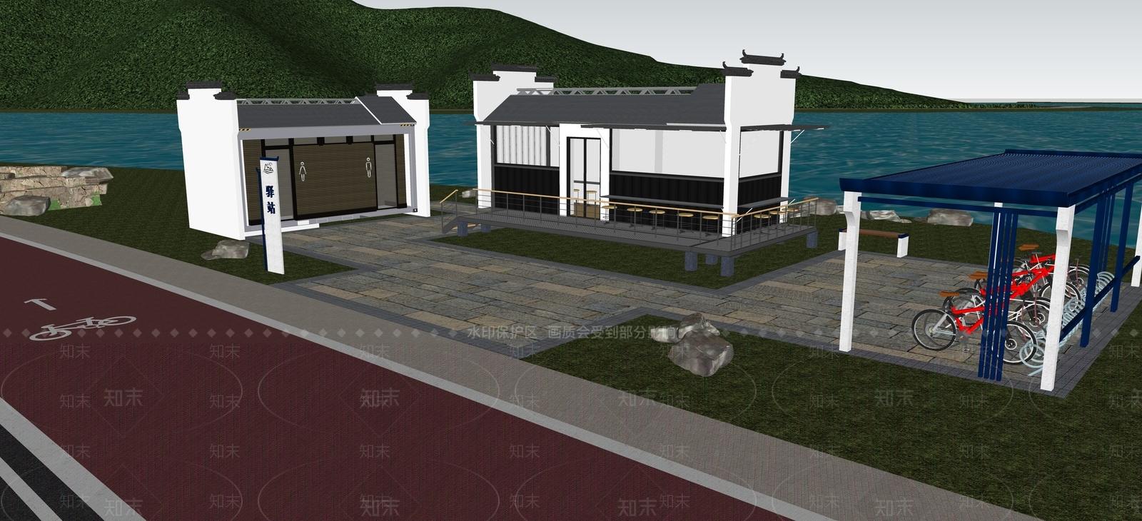 新中式公路驿站SU模型下载【ID:1150810351】