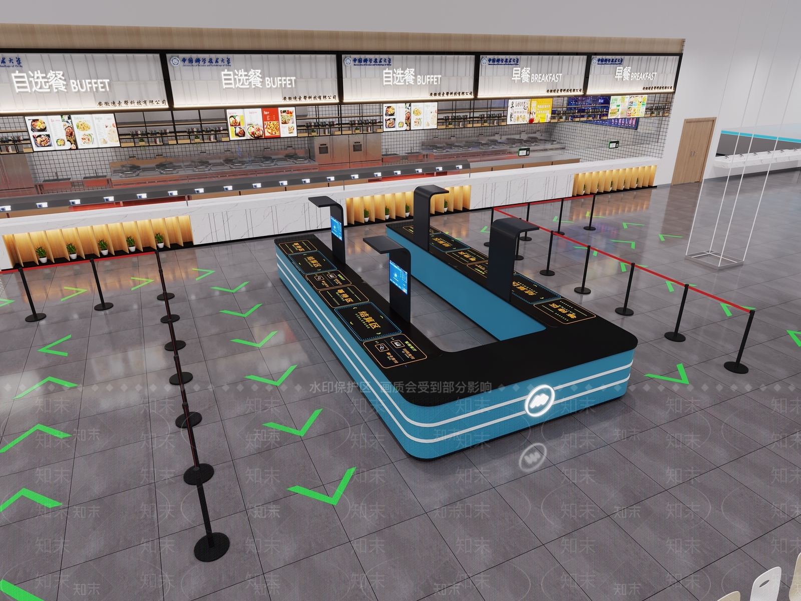 现代食堂自助取餐盘机3D模型下载【ID:1150812242】