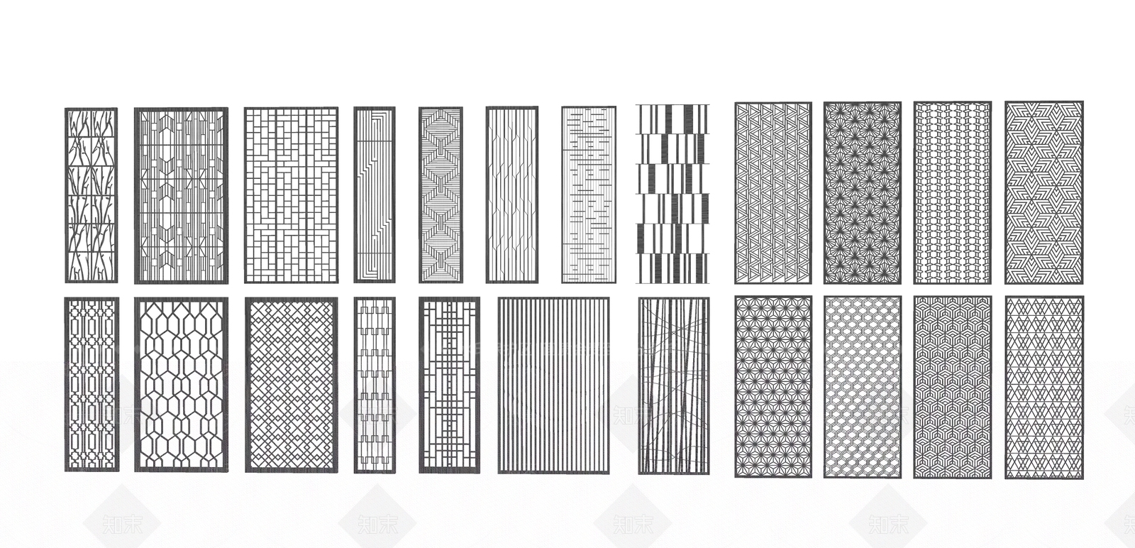 现代铁艺隔断SU模型下载【ID:1150812316】