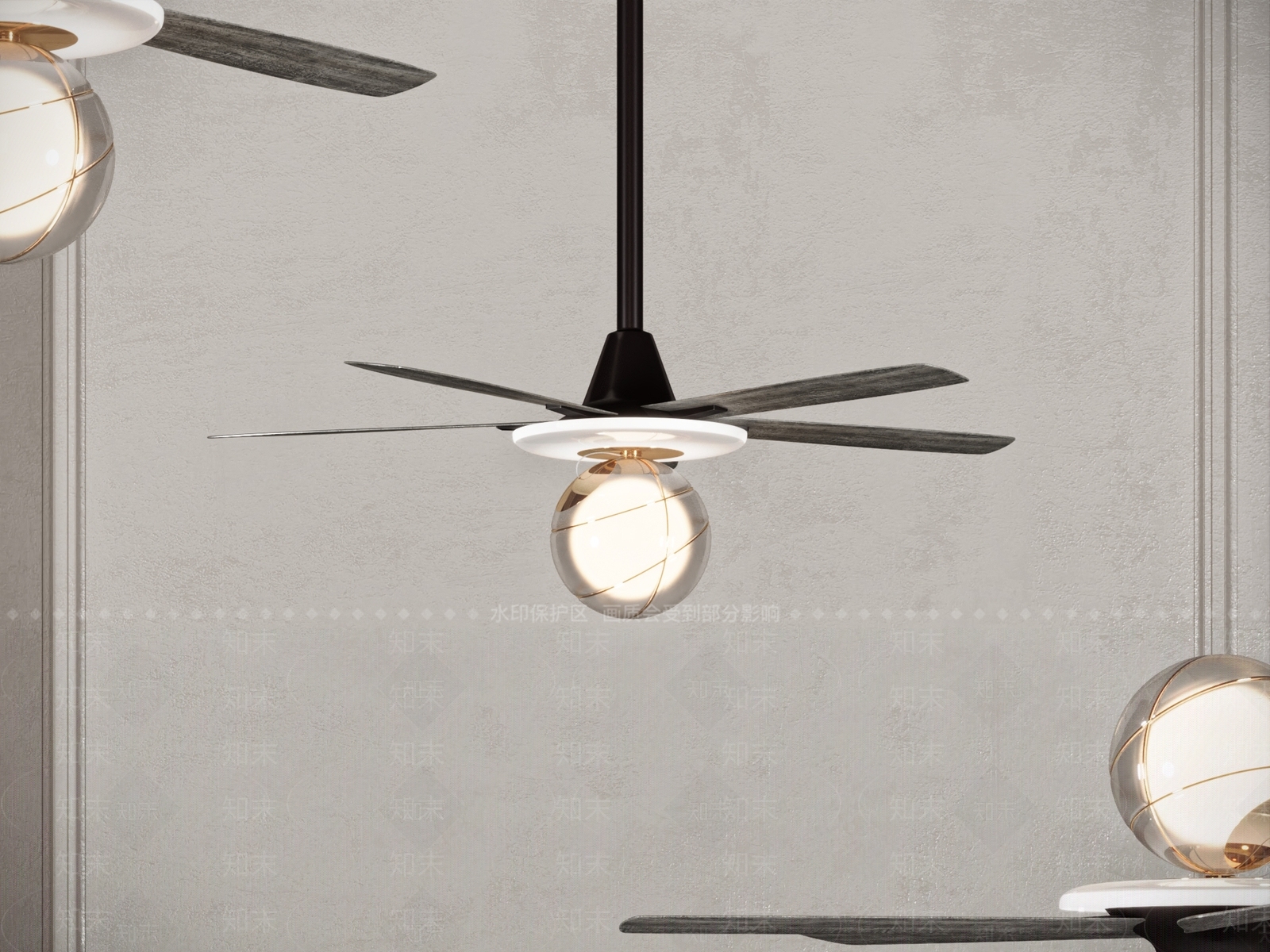 现代风扇吊灯3D模型下载【ID:1150812658】