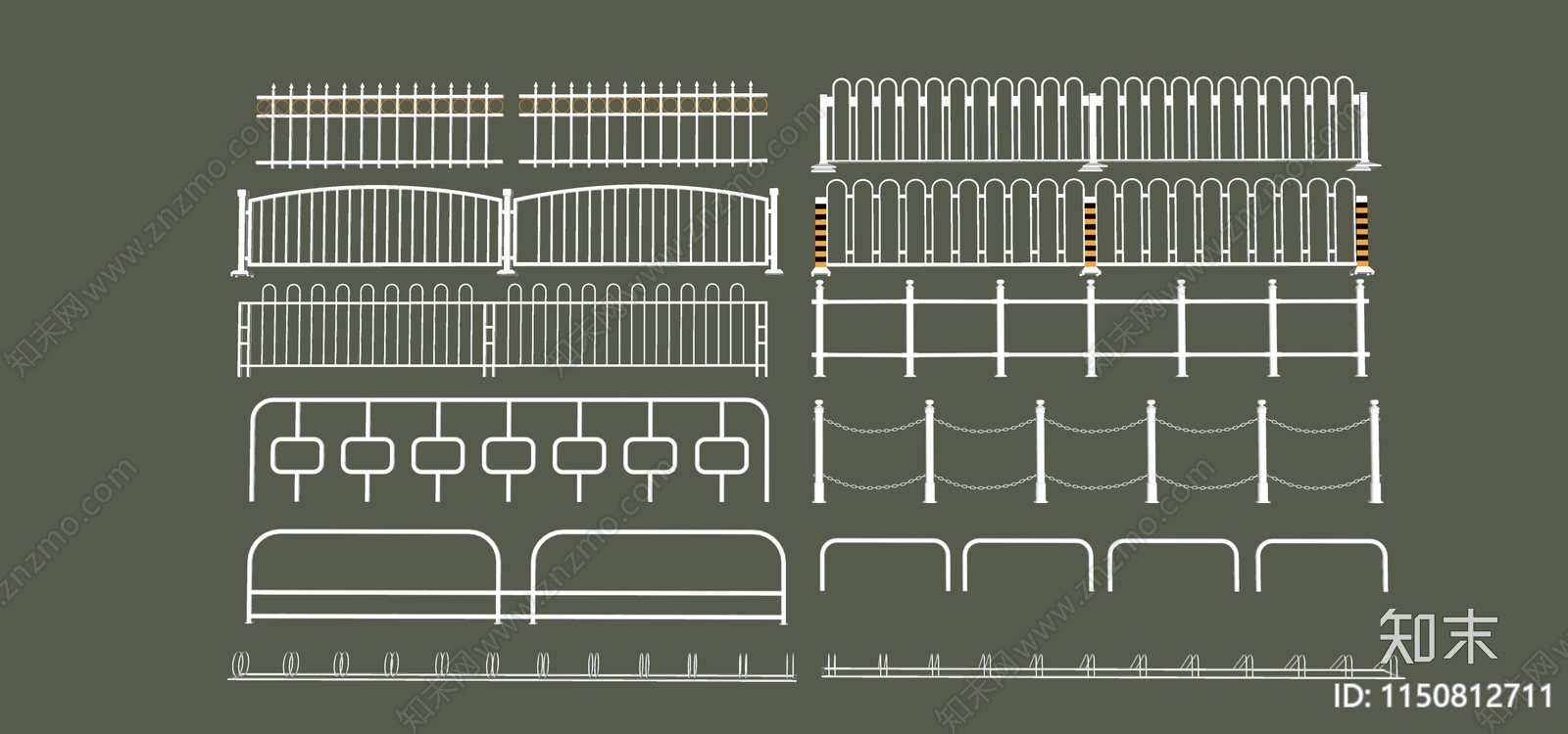 围挡栏杆SU模型下载【ID:1150812711】
