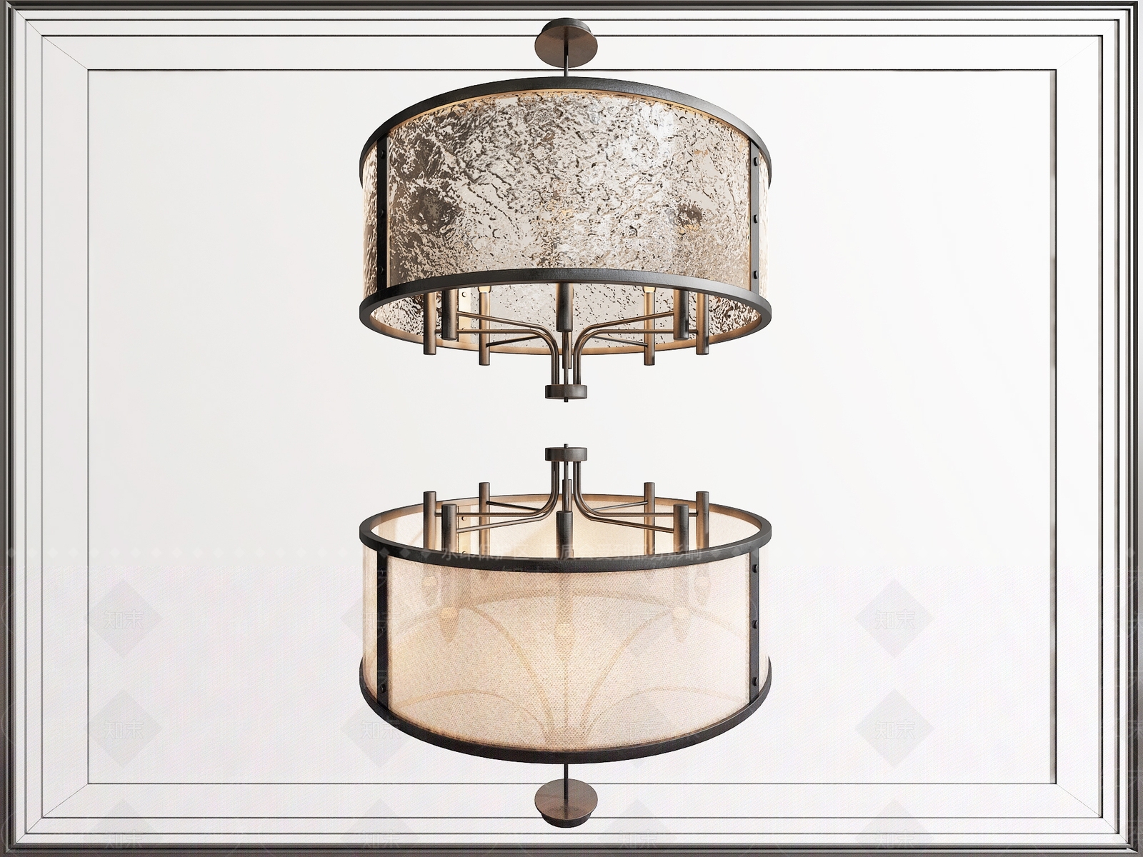 美式圆形多头吊灯3D模型下载【ID:1150812802】