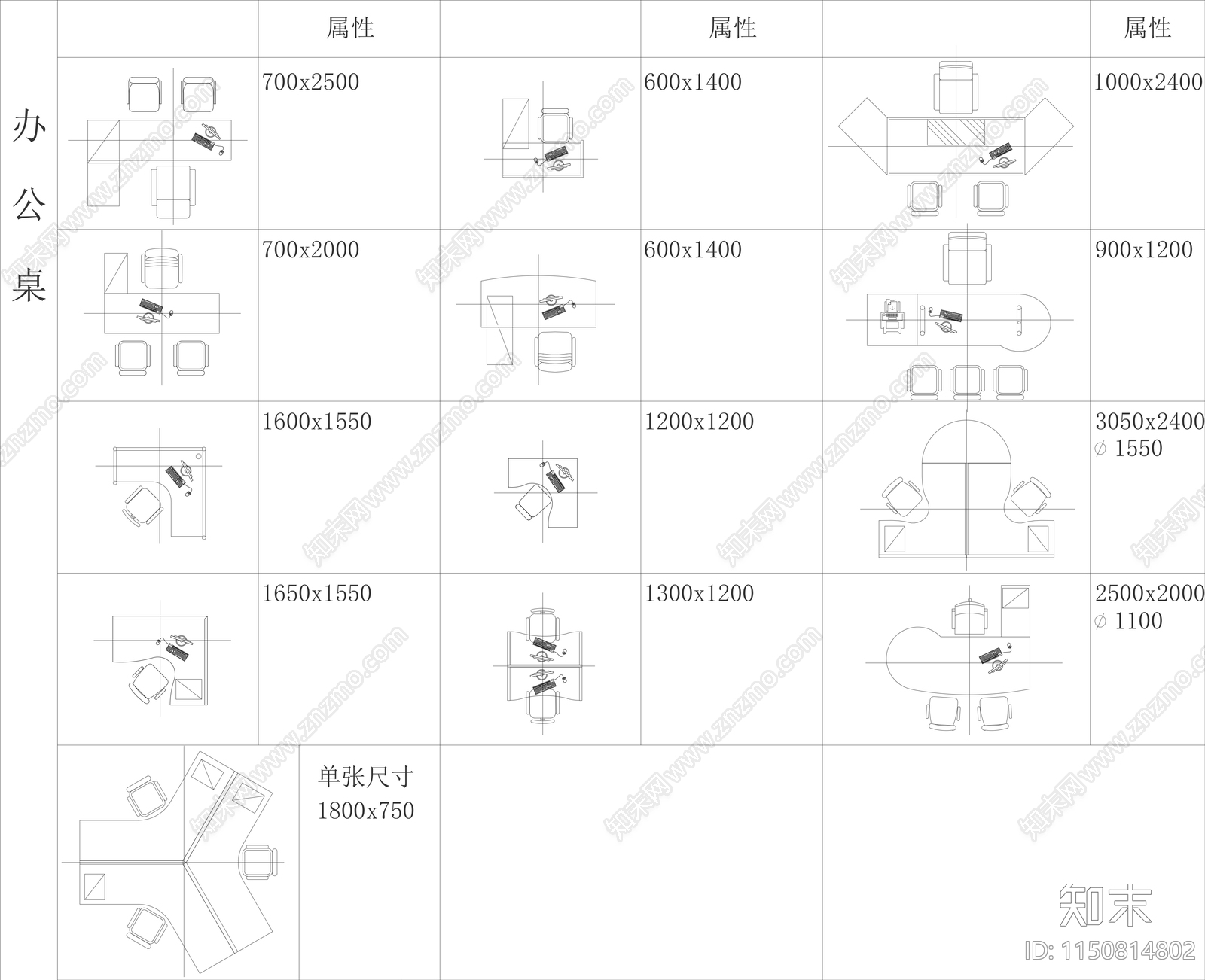 最新2024超全办公家具图库施工图下载【ID:1150814802】