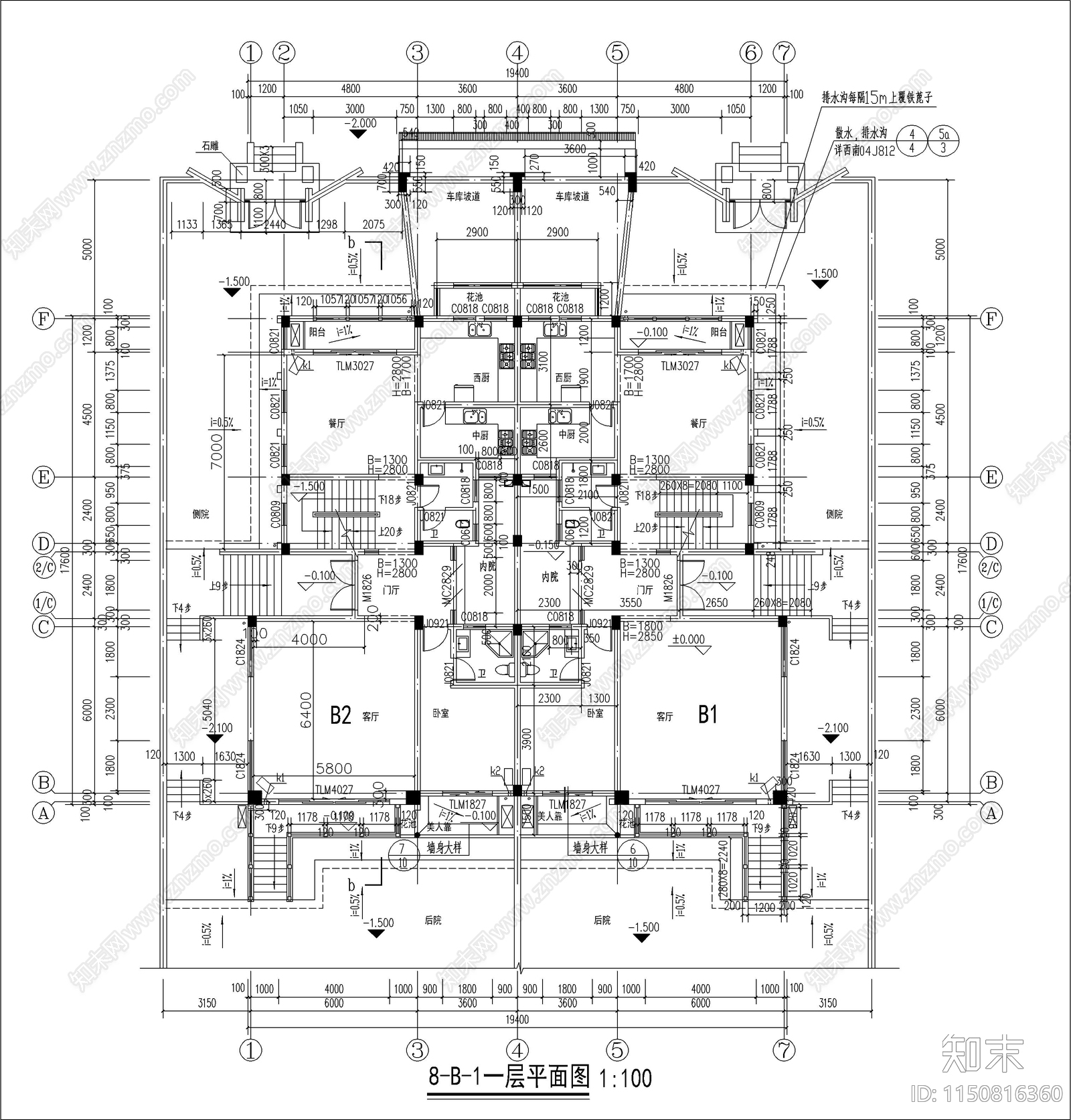 古城商业街古建筑设计cad施工图下载【ID:1150816360】