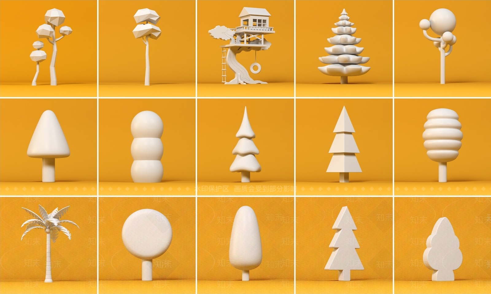 现代树木造型雕塑摆件3D模型下载【ID:1150816643】