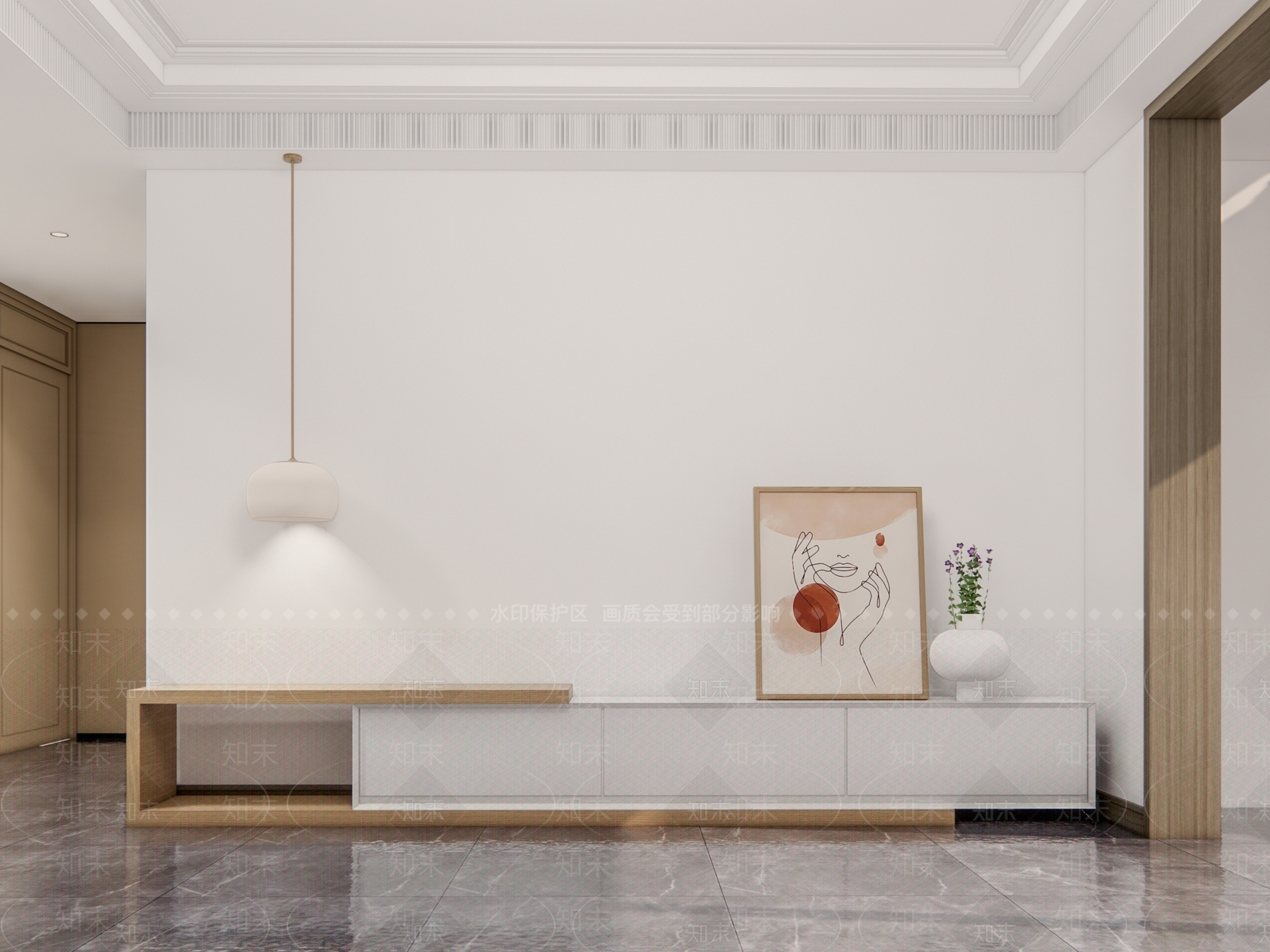 现代奶油风电视机柜SU模型下载【ID:1150898376】