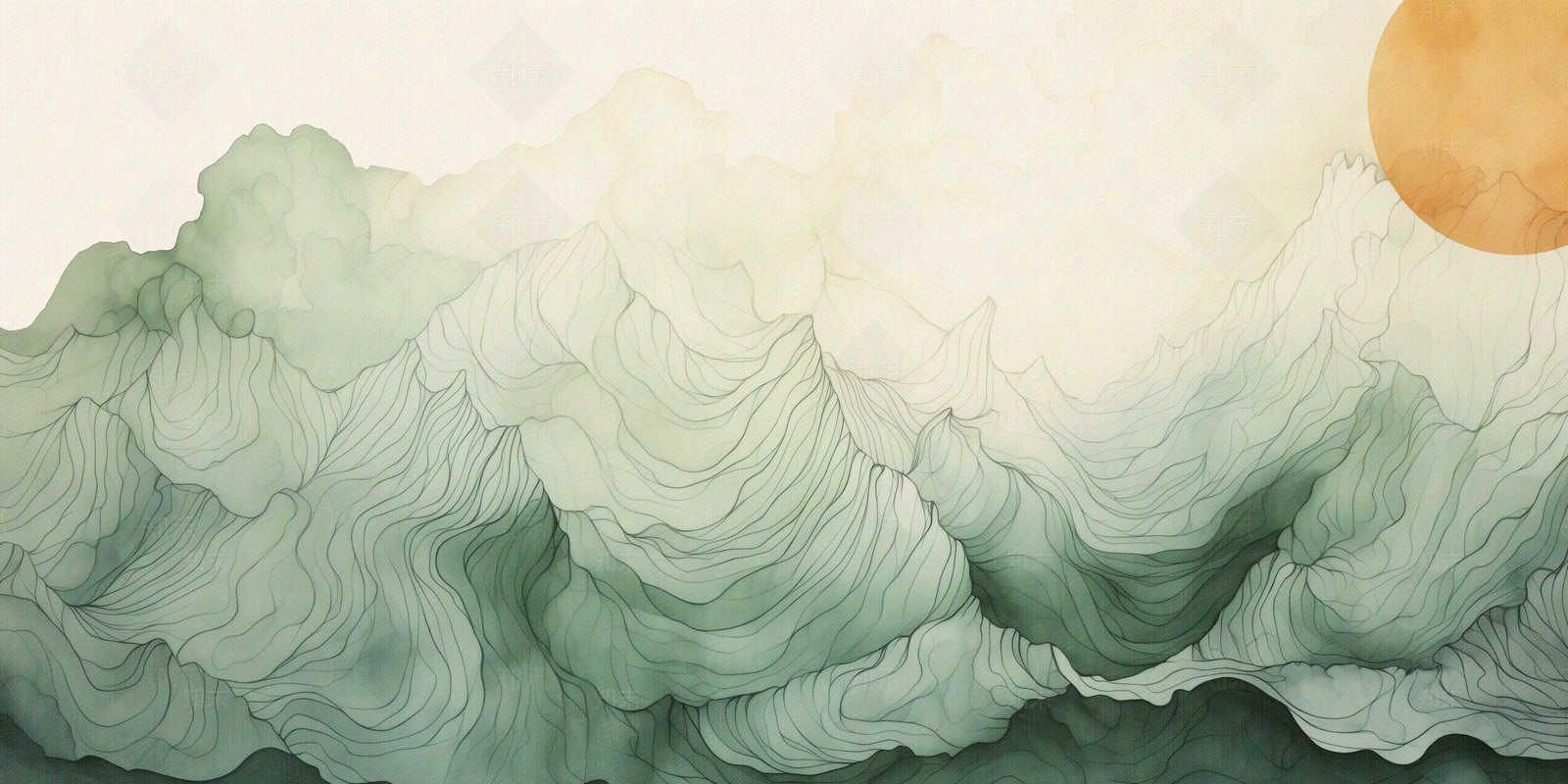 新中式禅意抽象壁纸贴图下载【ID:1150820410】