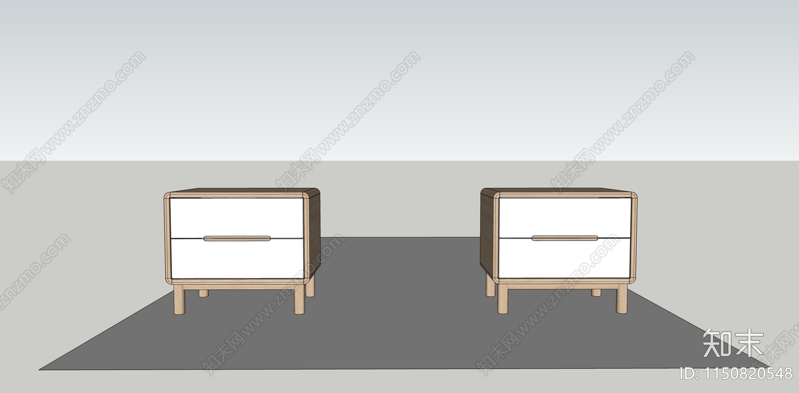 现代实木床头柜SU模型下载【ID:1150820548】