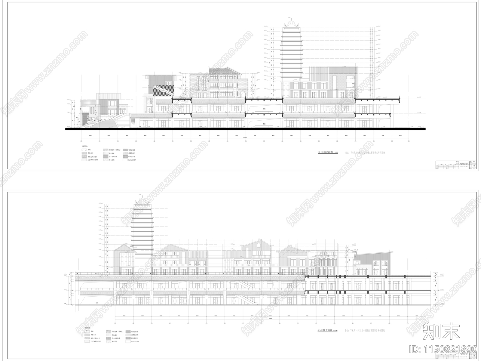 昆明会展中心新中式商业建筑cad施工图下载【ID:1150821890】