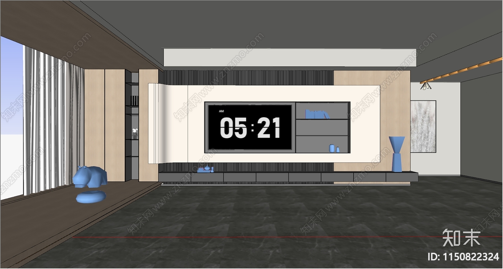 现代电视墙SU模型下载【ID:1150822324】