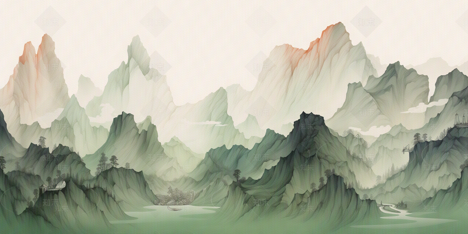 新中式禅意抽象壁纸贴图下载【ID:1150824003】