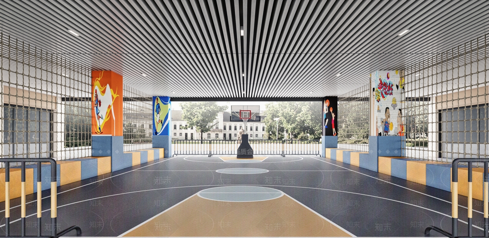 现代篮球场3D模型下载【ID:1150827710】