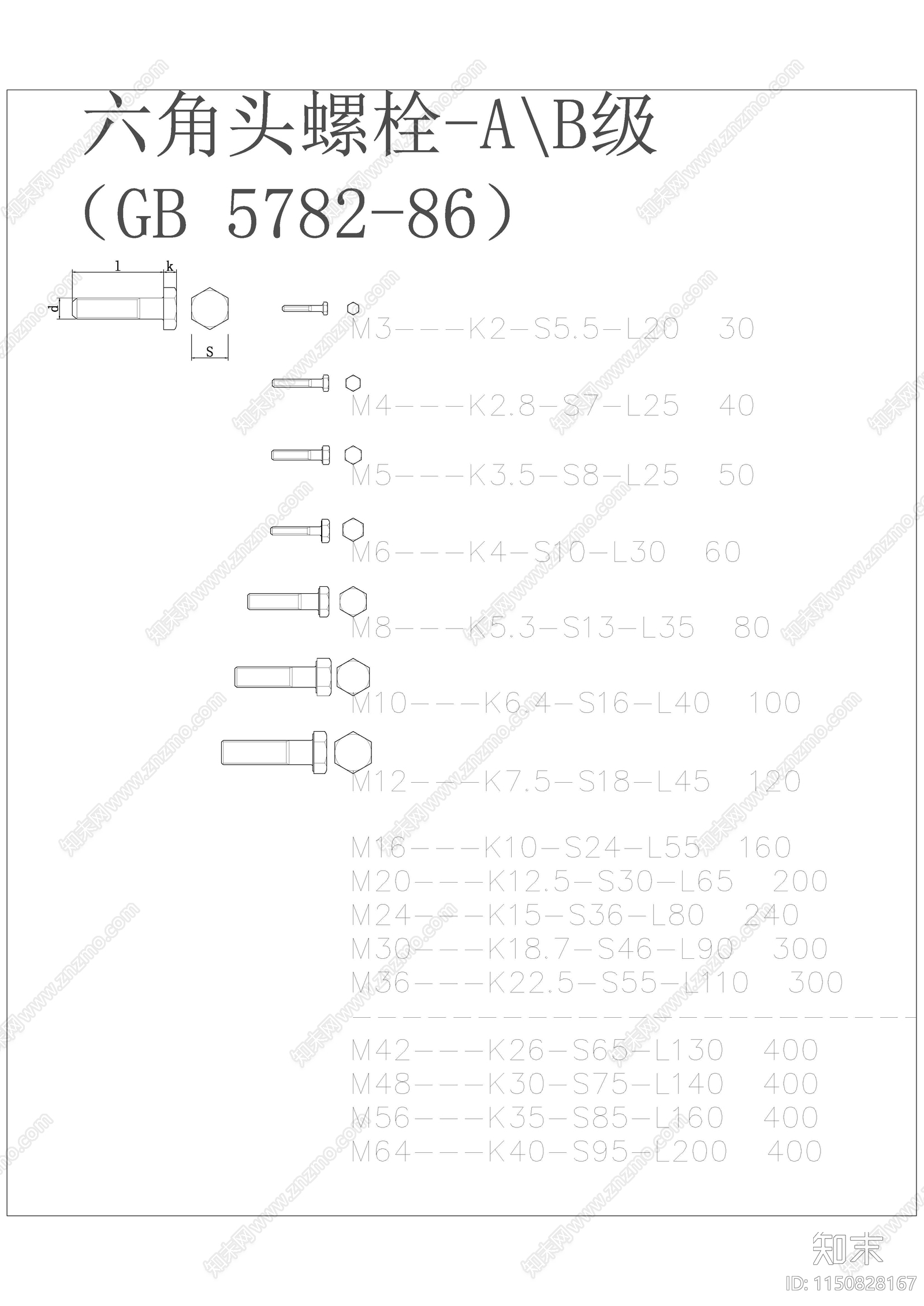 螺丝螺栓施工图下载【ID:1150828167】