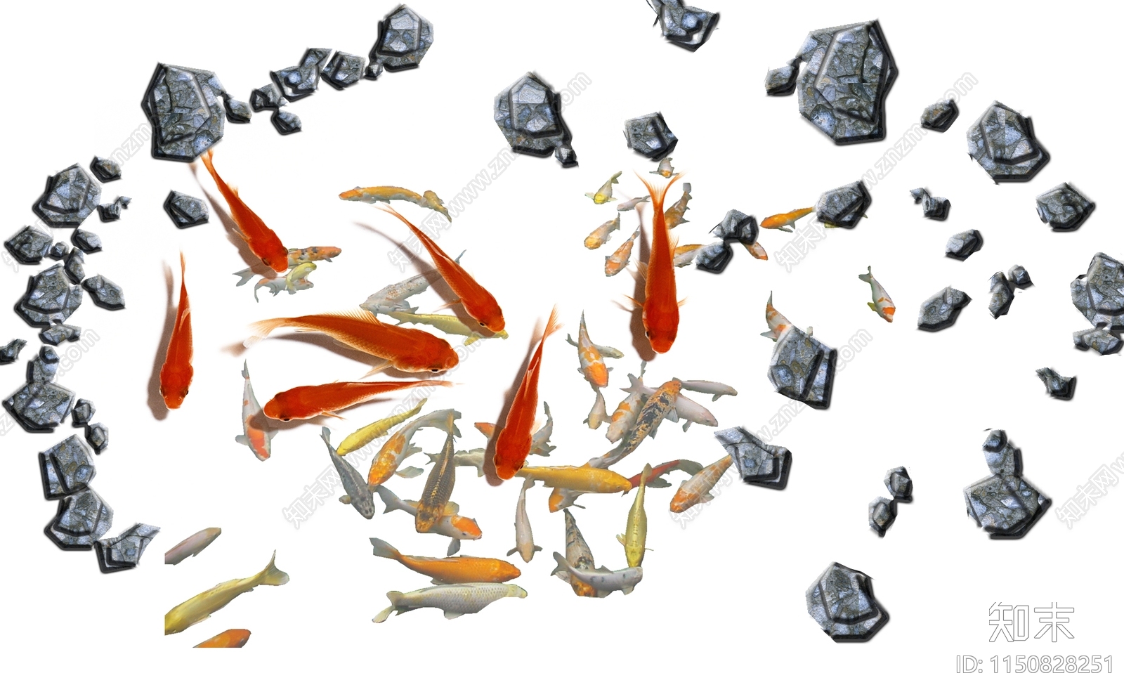 psd免抠鱼池锦鲤别墅鱼池贴图下载【id:1150828251】