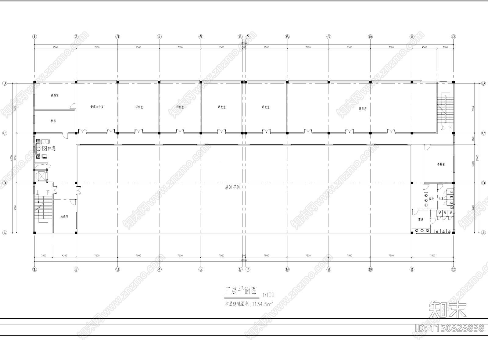 丁类车间厂房办公楼工业建筑cad施工图下载【ID:1150828838】