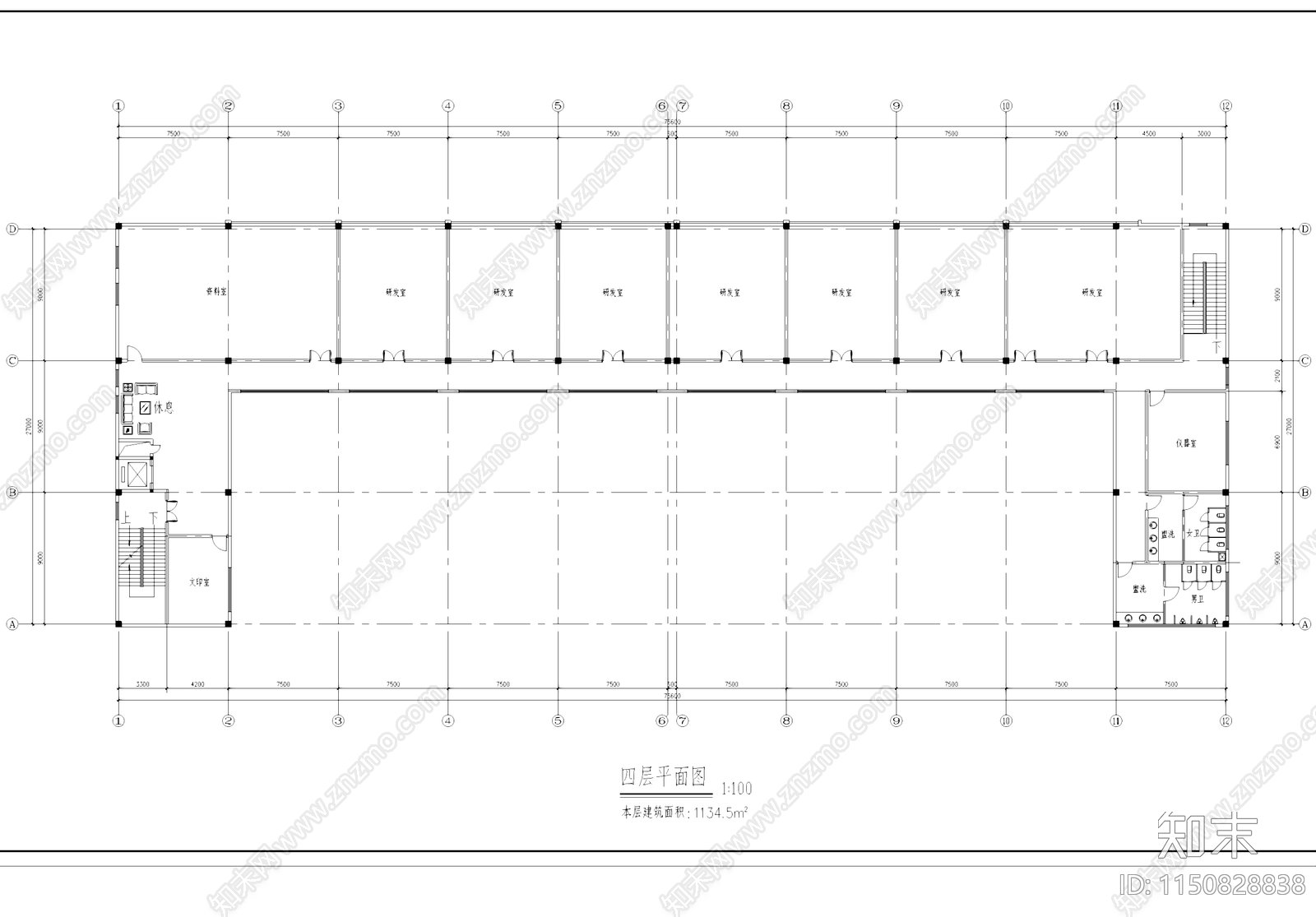 丁类车间厂房办公楼工业建筑cad施工图下载【ID:1150828838】