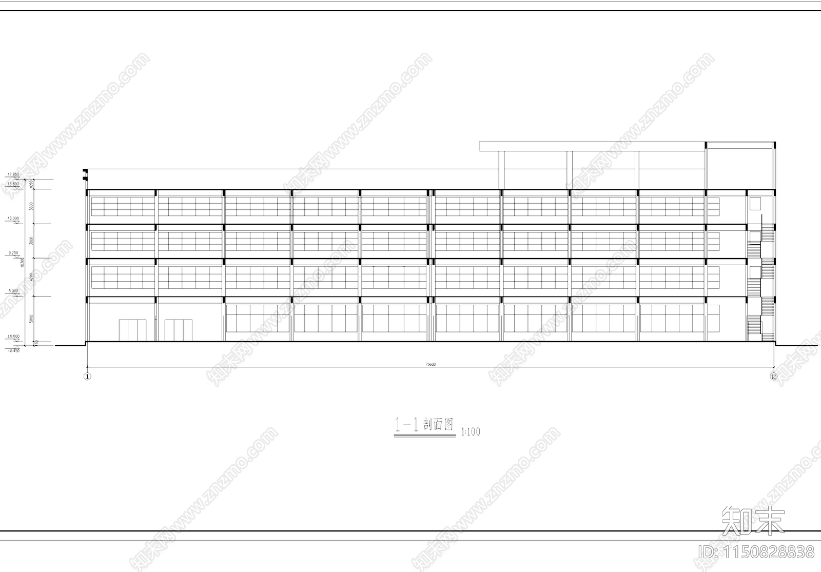 丁类车间厂房办公楼工业建筑cad施工图下载【ID:1150828838】
