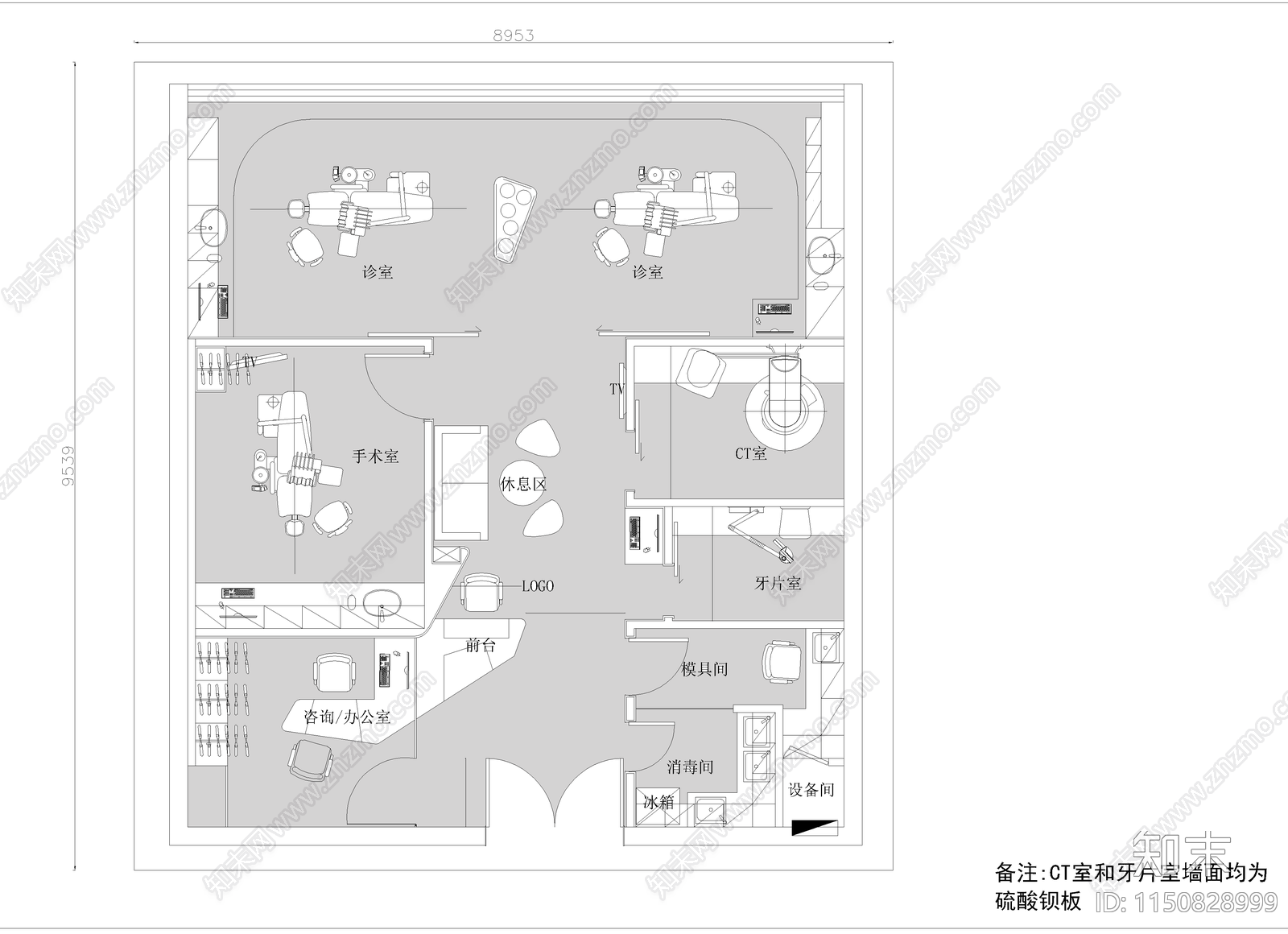 牙科诊所cad施工图下载【ID:1150828999】