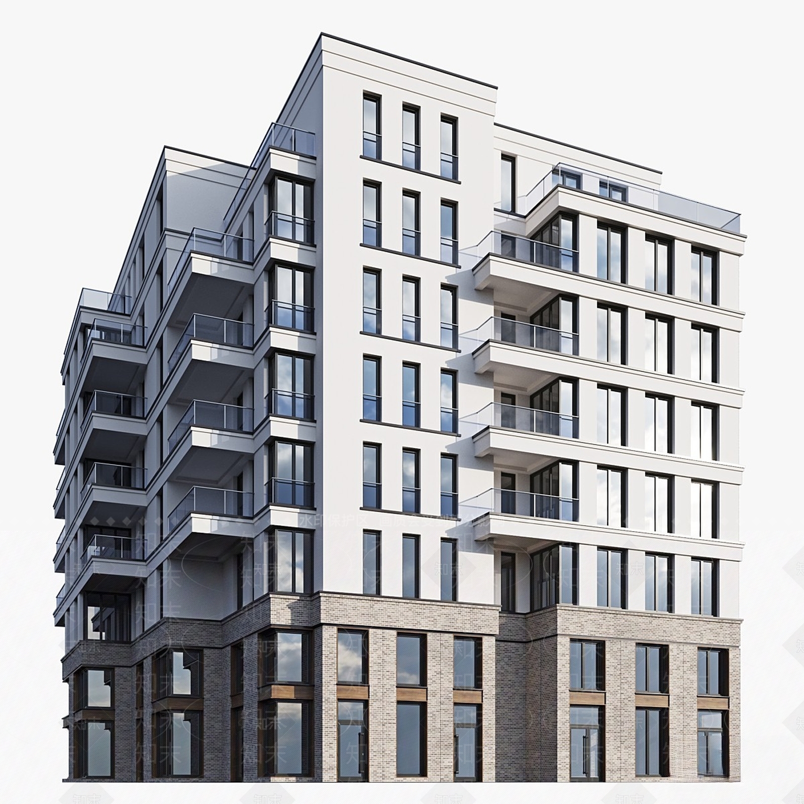 现代多层住宅3D模型下载【ID:1150828957】