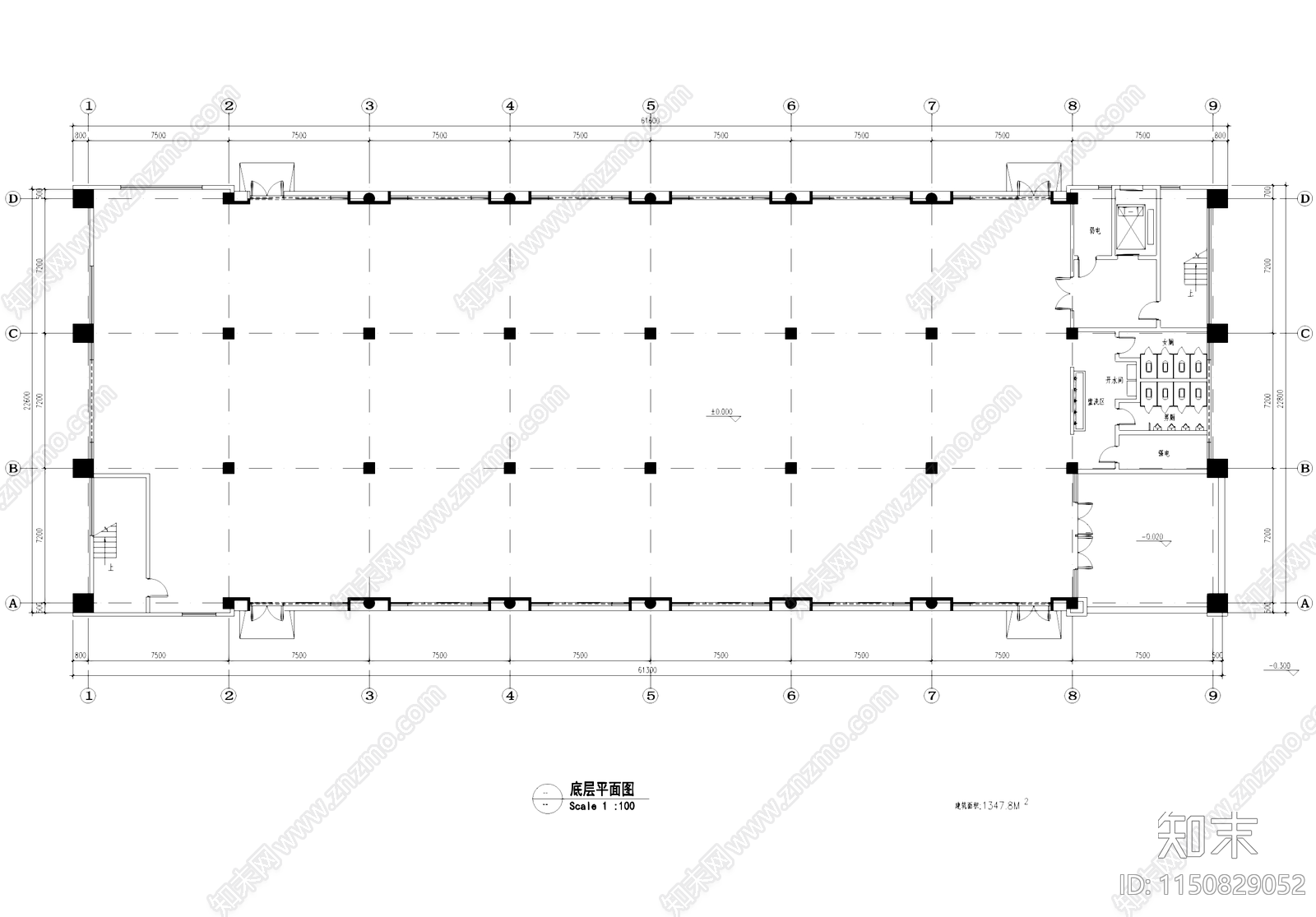 五层工业车间厂房办公楼建筑cad施工图下载【ID:1150829052】