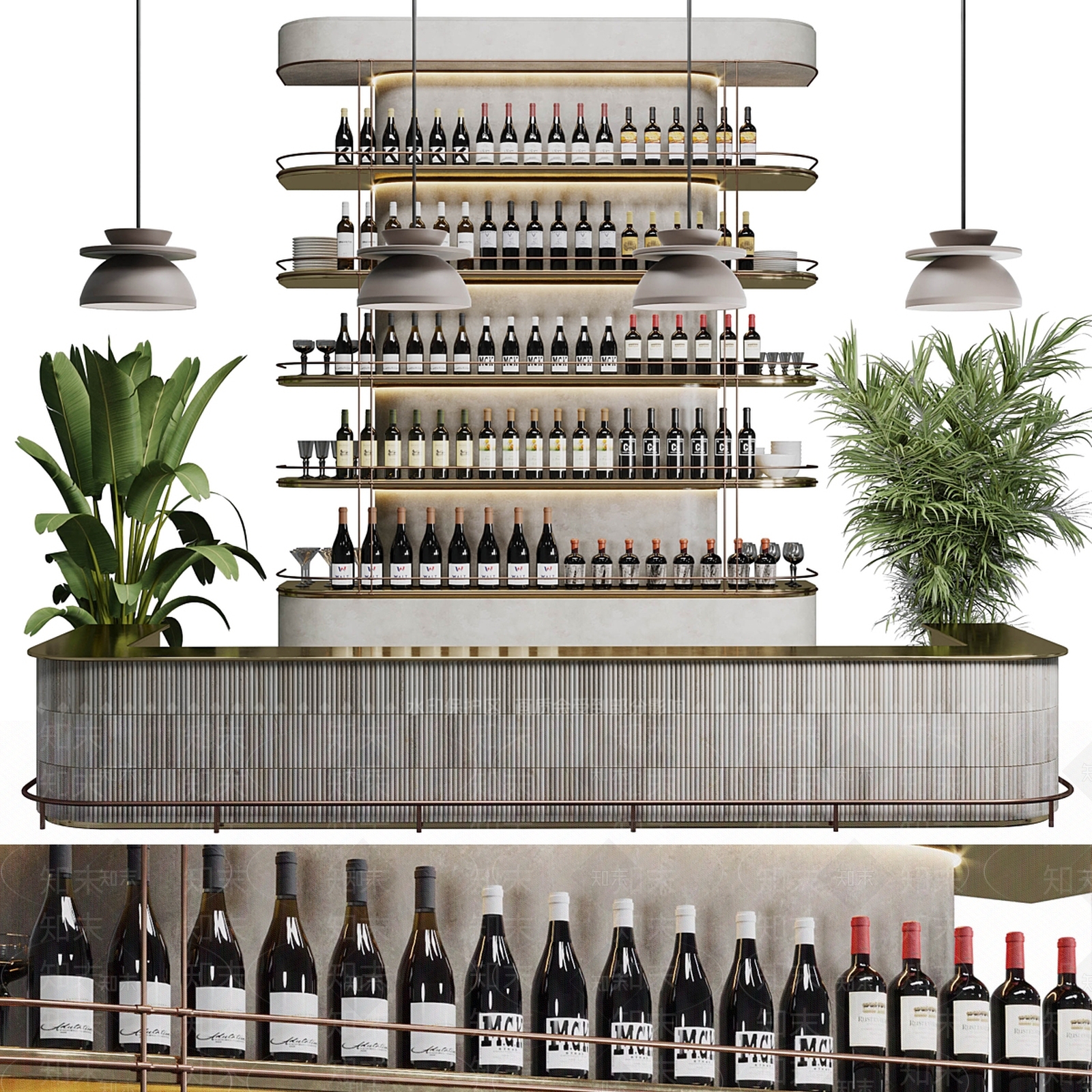 现代酒吧吧台3D模型下载【ID:1150829971】