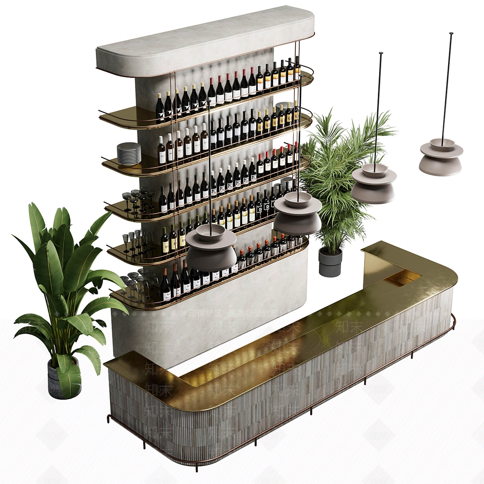 现代酒吧吧台3D模型下载【ID:1150829971】
