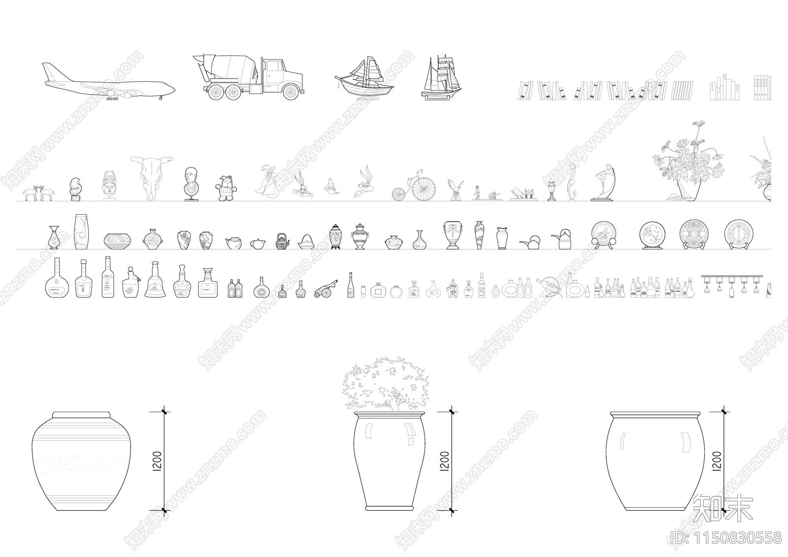 摆件cad施工图下载【ID:1150830558】