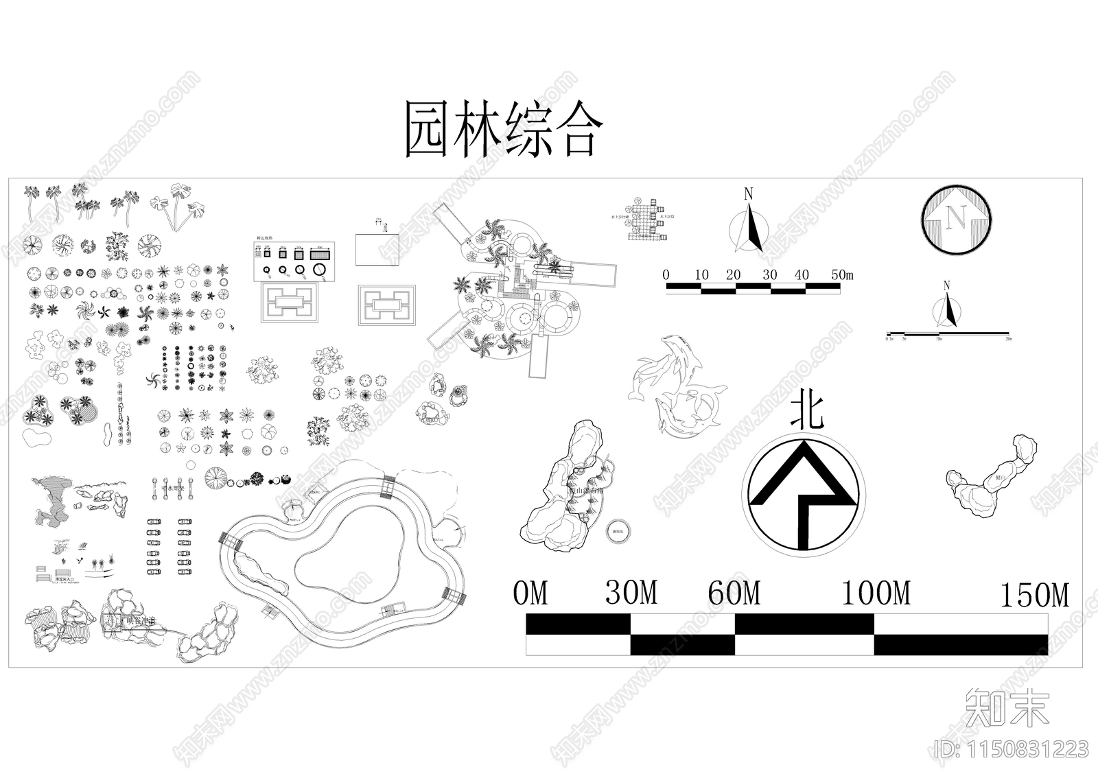 园林景观庭院小品cad施工图下载【ID:1150831223】