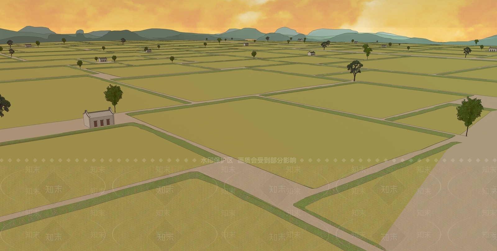 现代田园乡村景观SU模型下载【ID:1150831918】