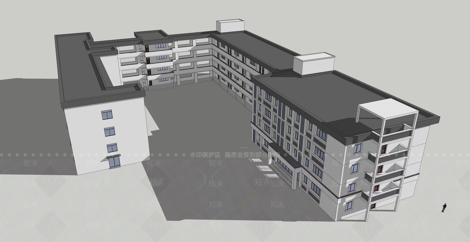 现代学校教学楼SU模型下载【ID:1150833001】
