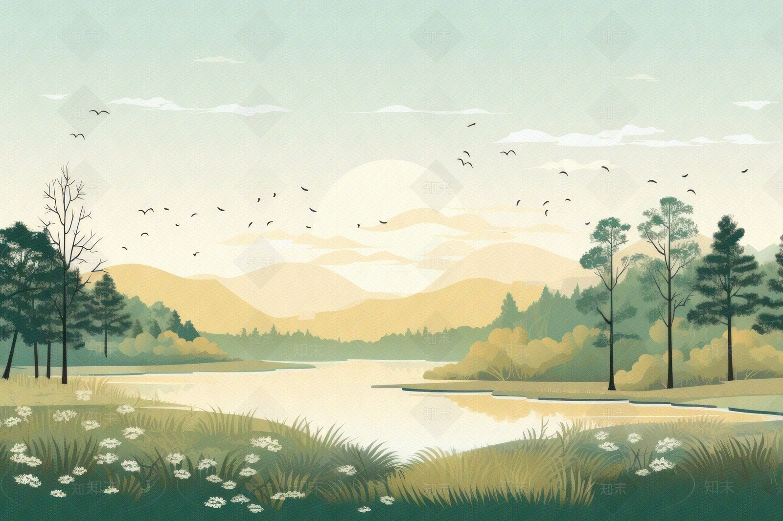 儿童风景壁画贴图下载【ID:1150833395】