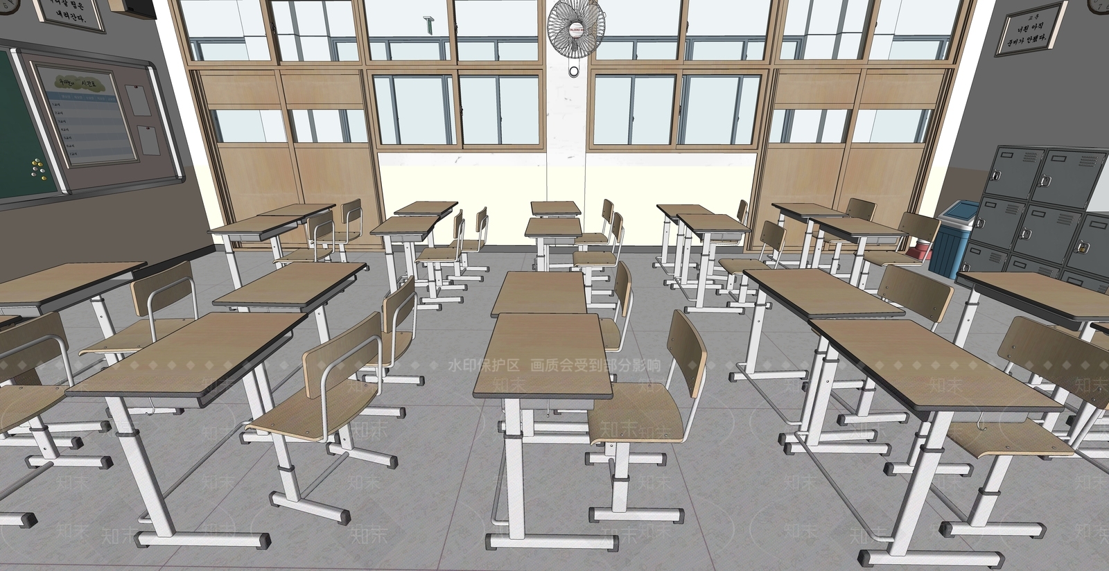 现代学校教室SU模型下载【ID:1150834197】