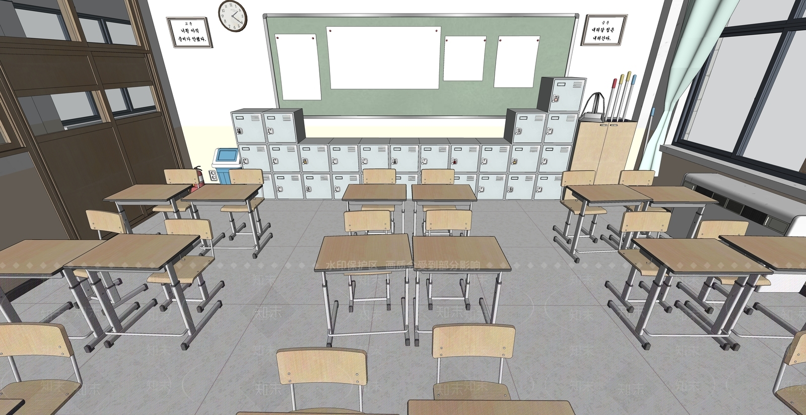 现代学校教室SU模型下载【ID:1150834197】