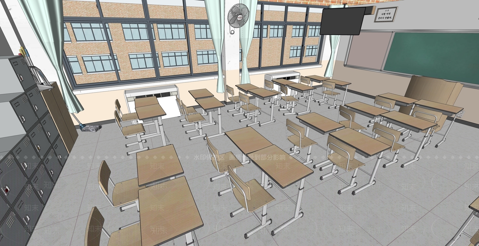 现代学校教室SU模型下载【ID:1150834197】