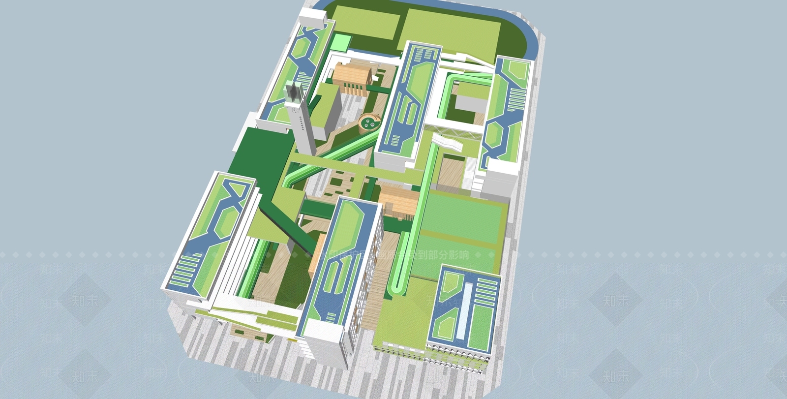 现代特色坡道学校SU模型下载【ID:1150834711】