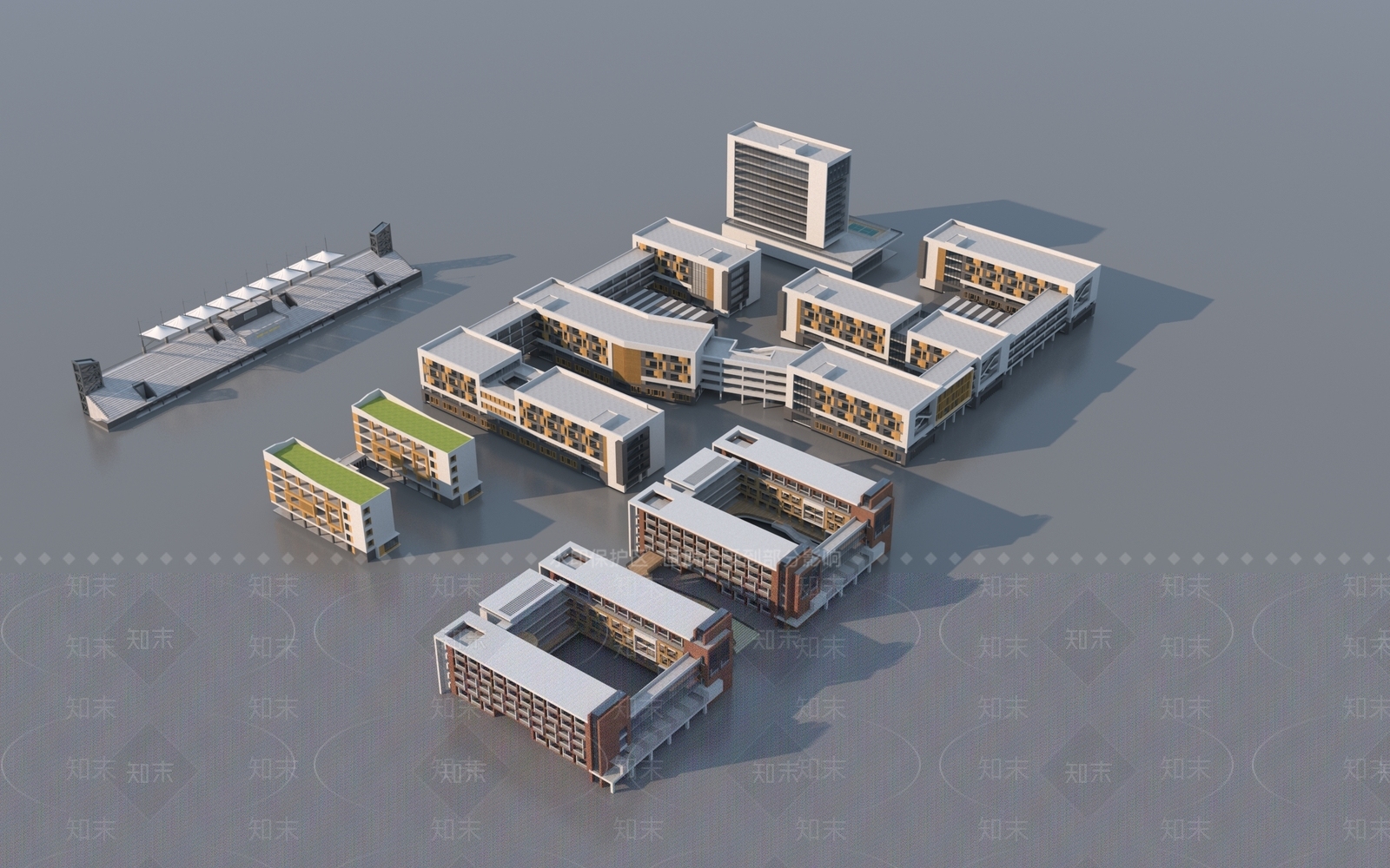 现代学校外观3D模型下载【ID:1150835945】