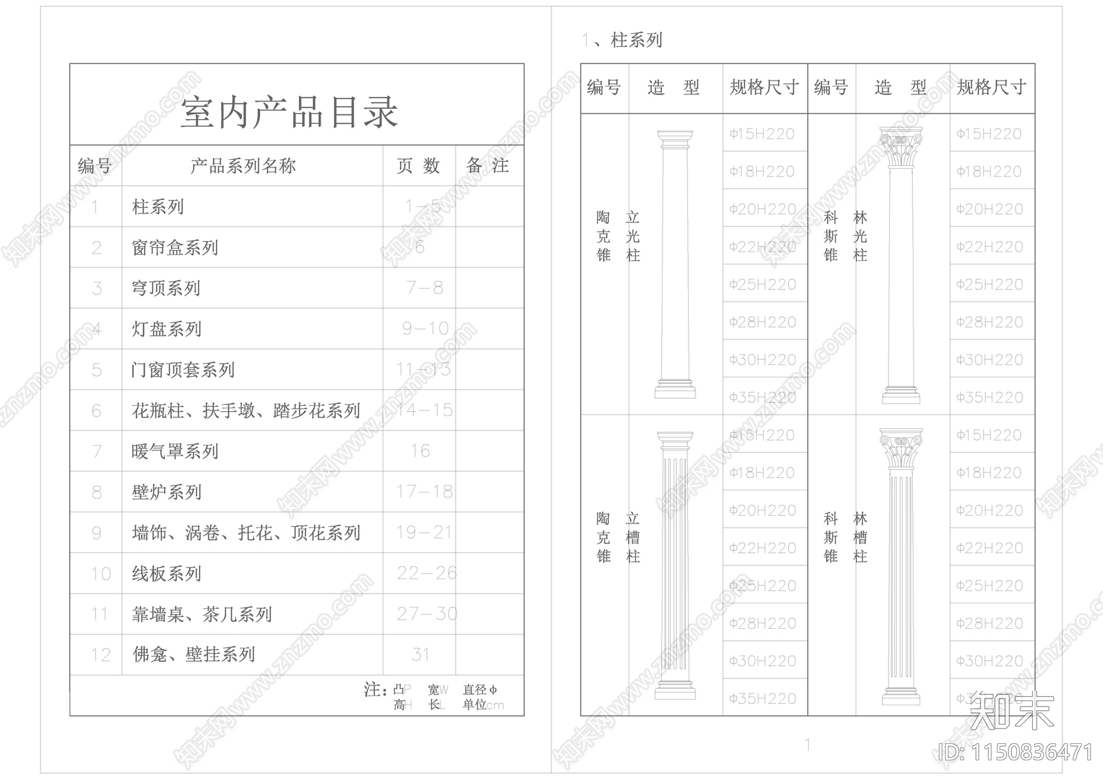各种欧式风格常用素材施工图下载【ID:1150836471】