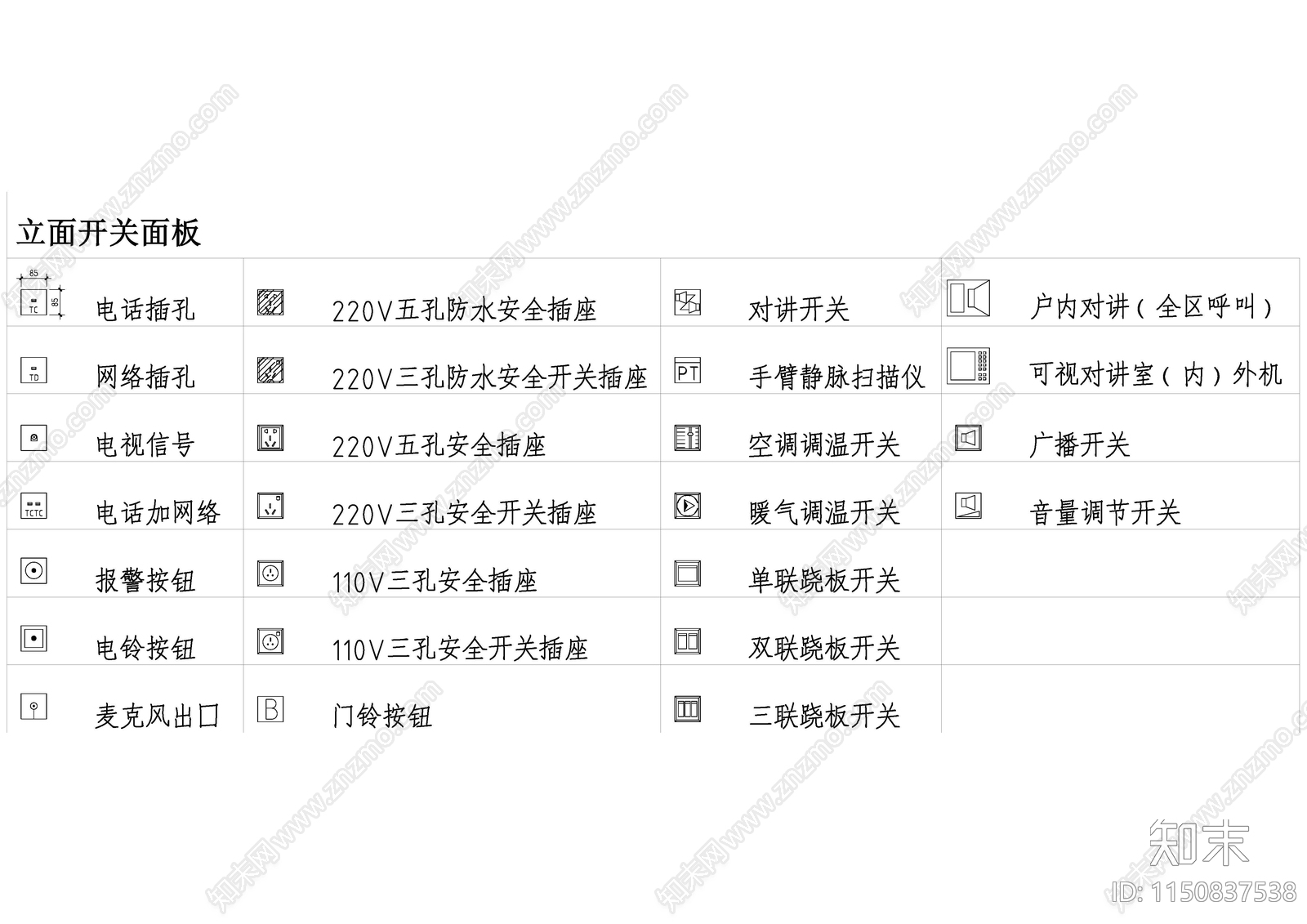 室内电气图例符号施工图下载【ID:1150837538】