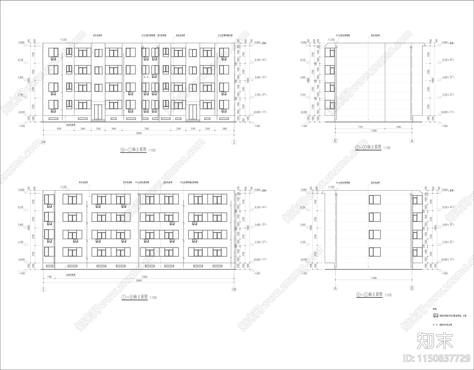 北京老旧小区改造多层板楼cad施工图下载【ID:1150837729】