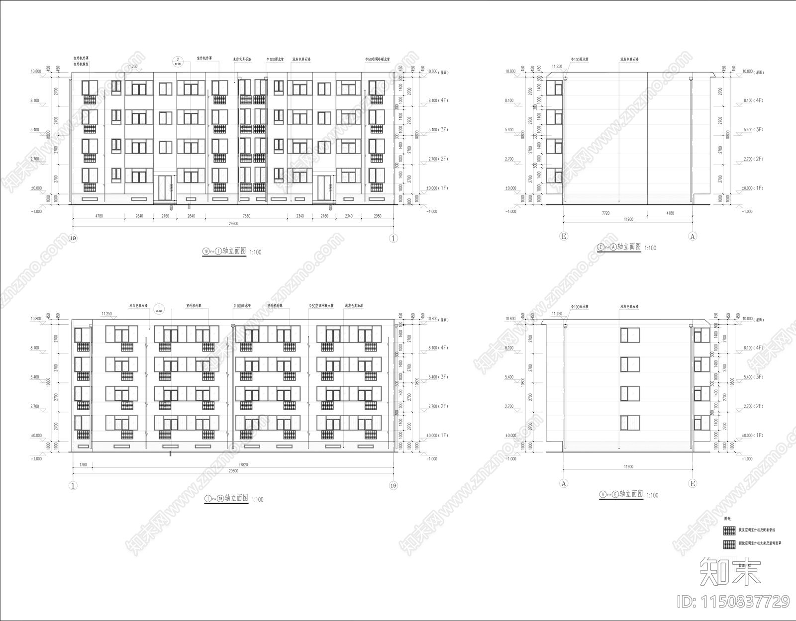 北京老旧小区改造多层板楼cad施工图下载【ID:1150837729】