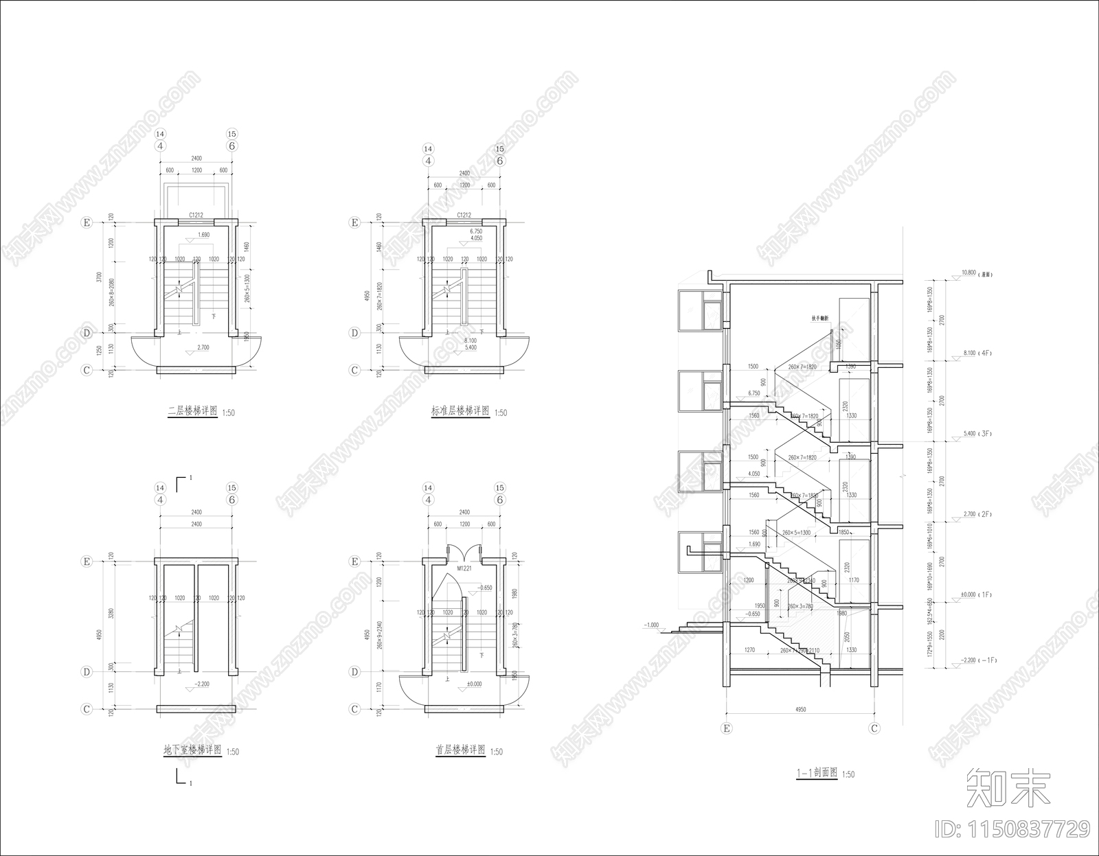 北京老旧小区改造多层板楼cad施工图下载【ID:1150837729】