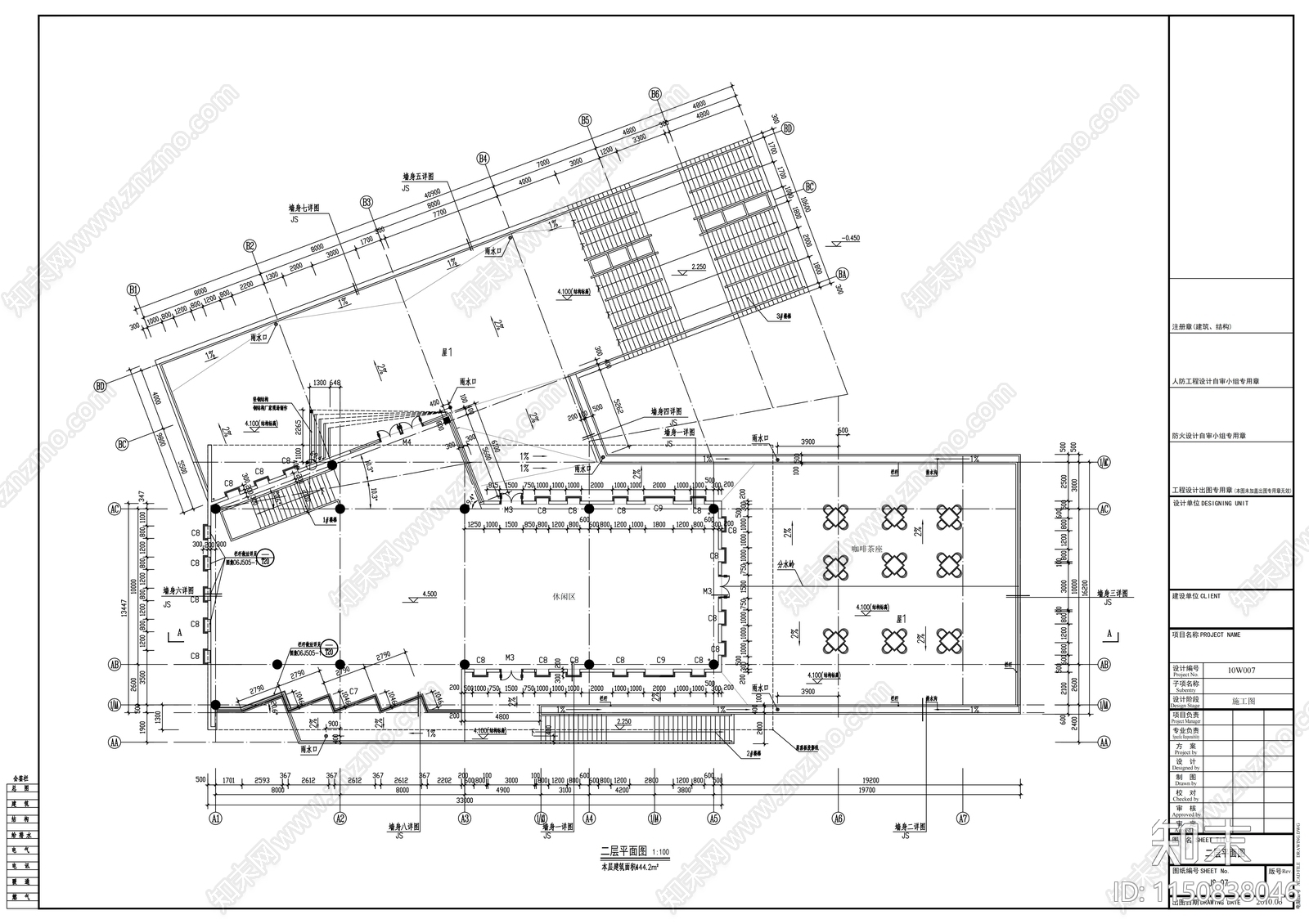 二层展示厅建筑cad施工图下载【ID:1150838046】