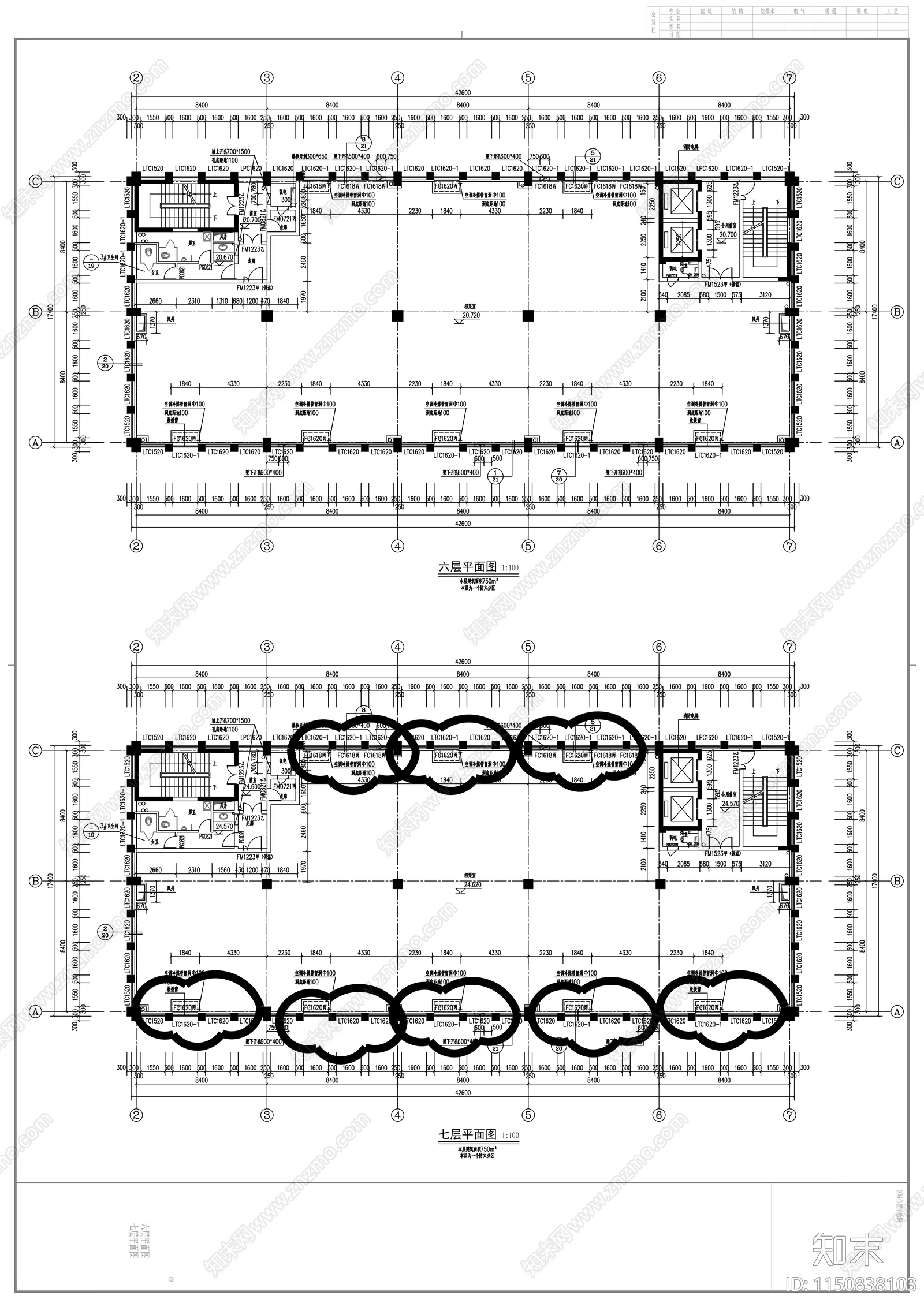 高层玻璃幕墙多功能规划展览馆cad施工图下载【ID:1150838103】