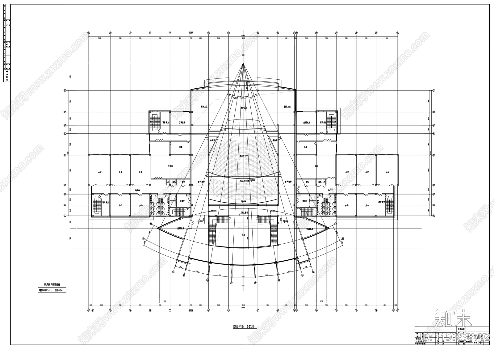 某会展中心建筑方案cad施工图下载【ID:1150838702】