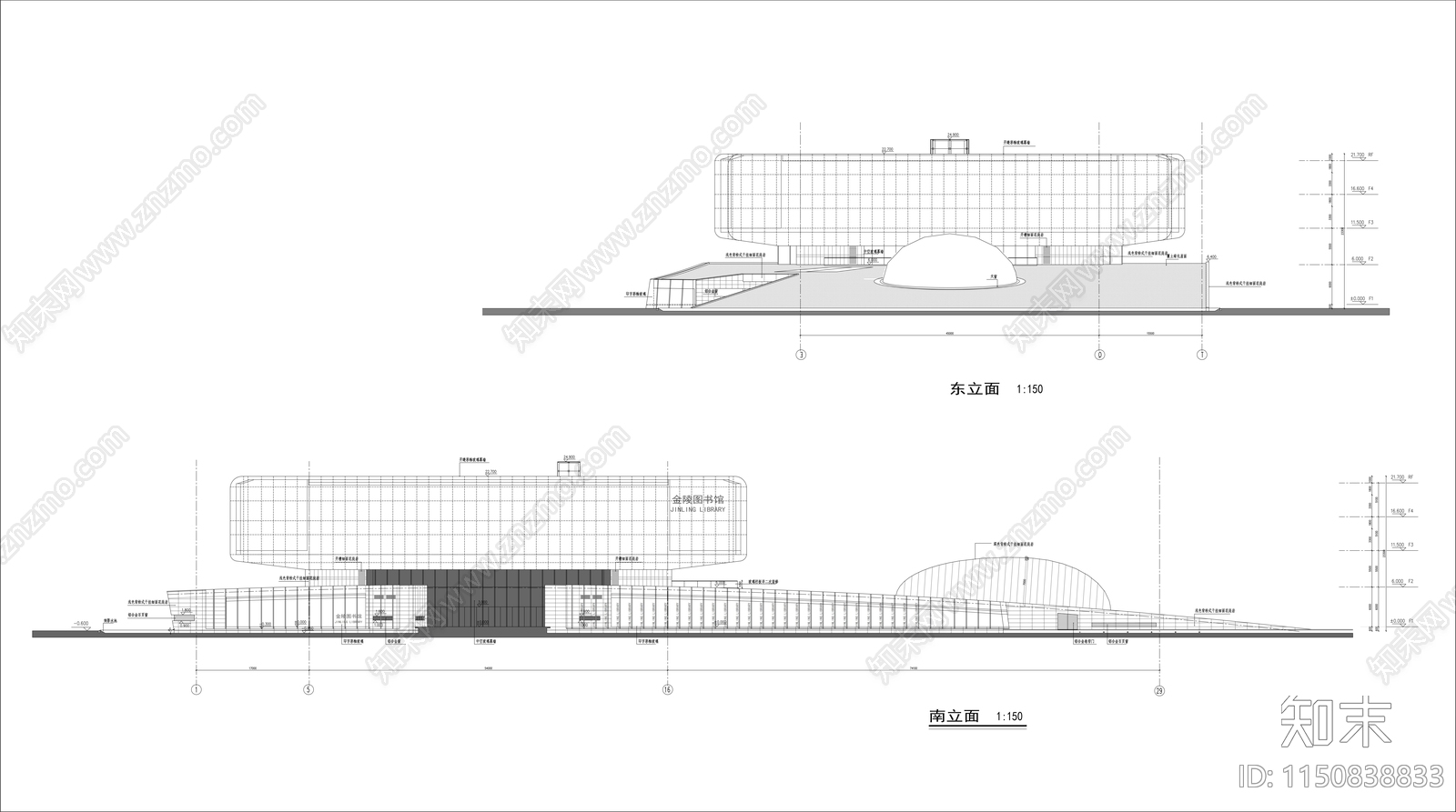 南京金陵图书馆建筑方案图cad施工图下载【ID:1150838833】