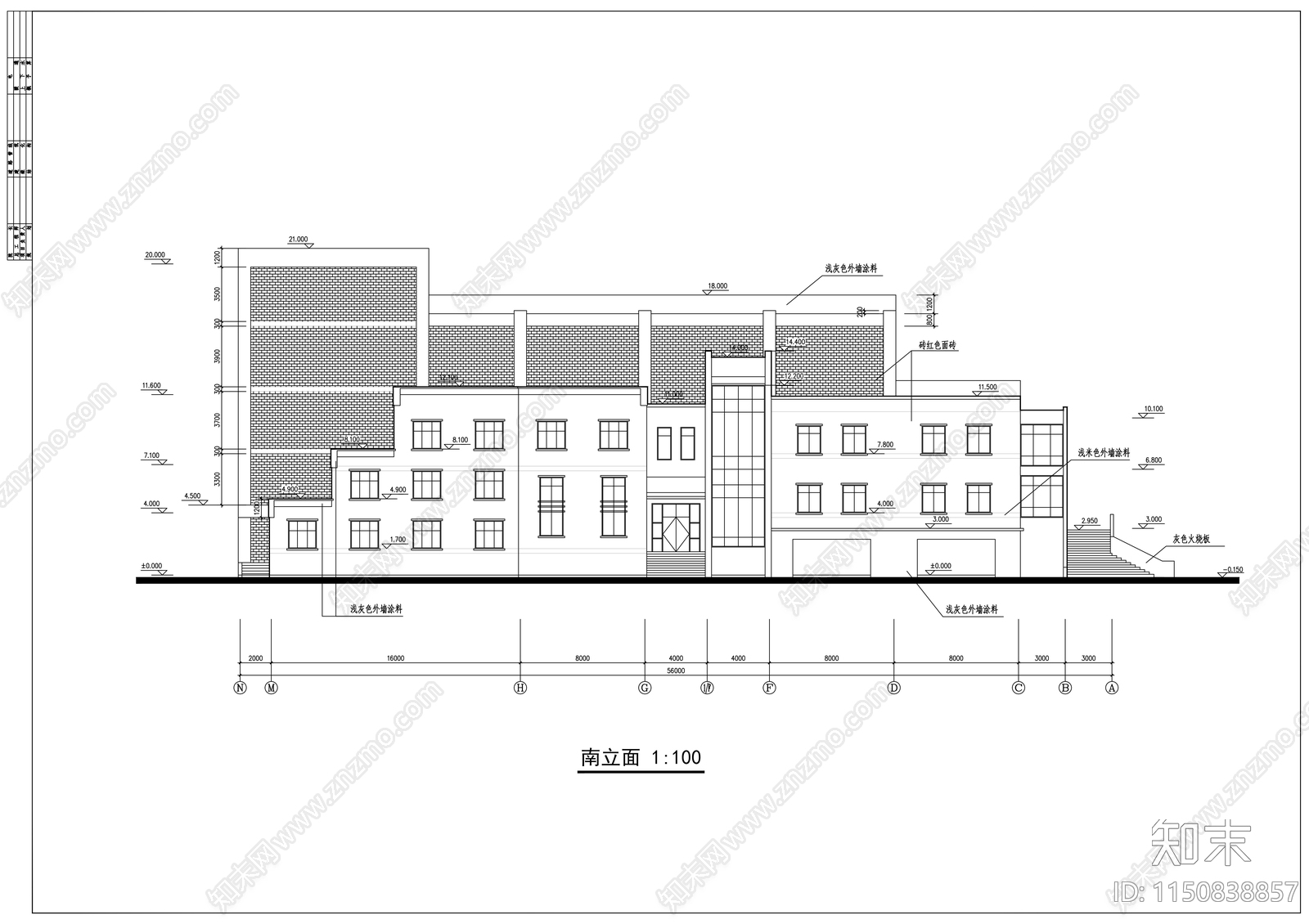 三层报告厅建筑设计方案cad施工图下载【ID:1150838857】